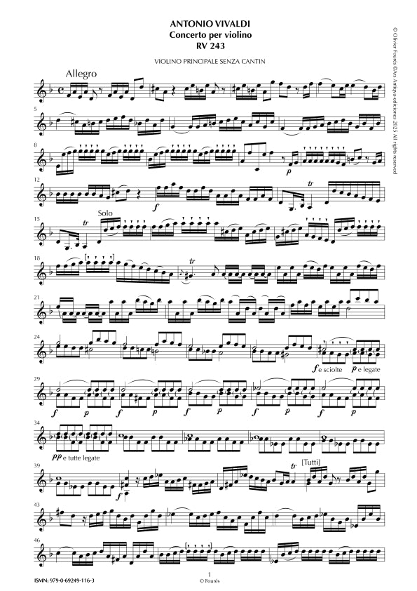 RV 243 Concerto per Violino in re minore - SENZA CANTIN-