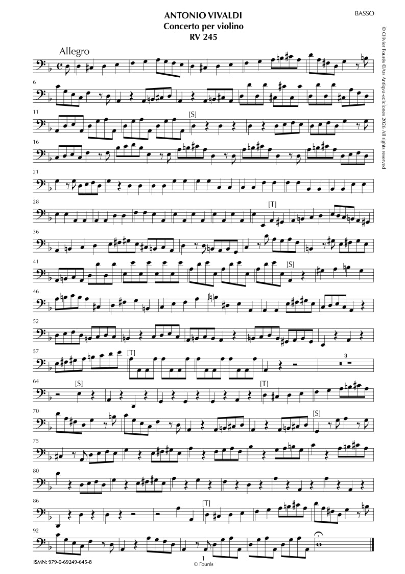 RV 245 Concerto per Violino in re minore