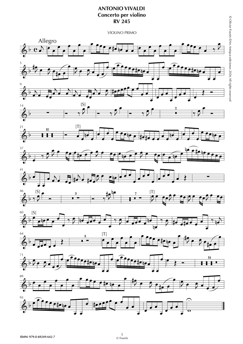 RV 245 Concerto per Violino in re minore