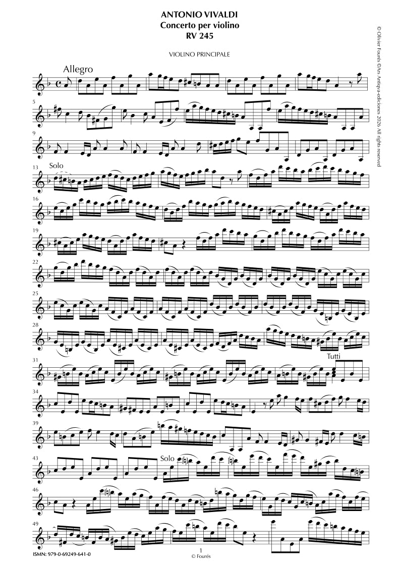 RV 245 Concerto per Violino in re minore