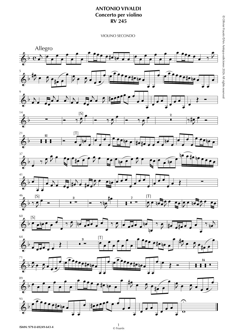 RV 245 Concerto per Violino in re minore