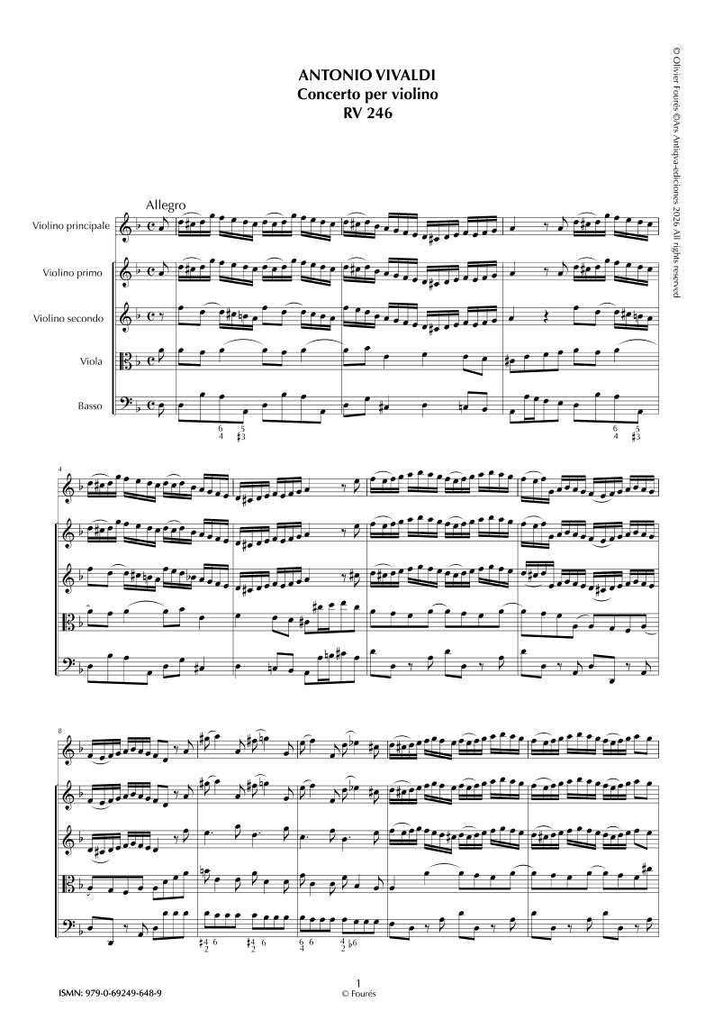 RV 246 Concerto per Violino in re minore