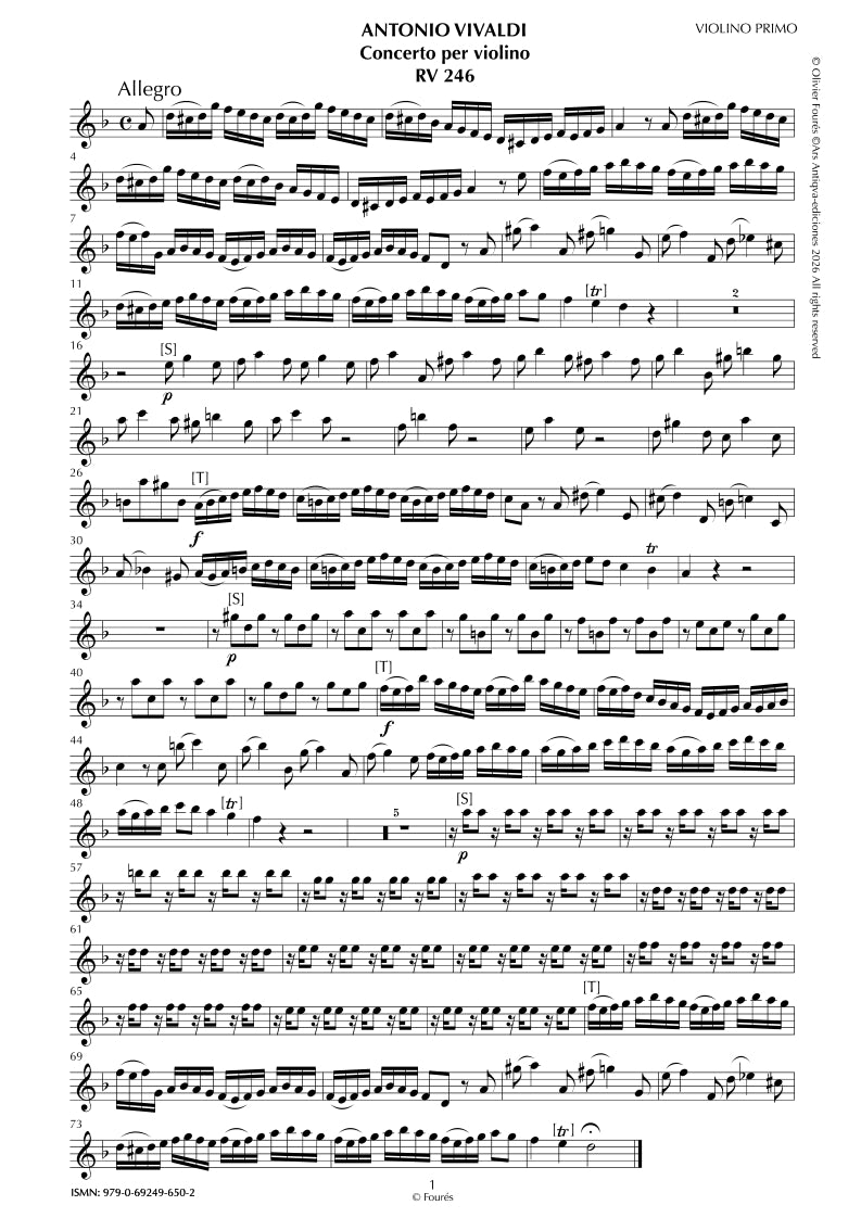 RV 246 Concerto per Violino in re minore