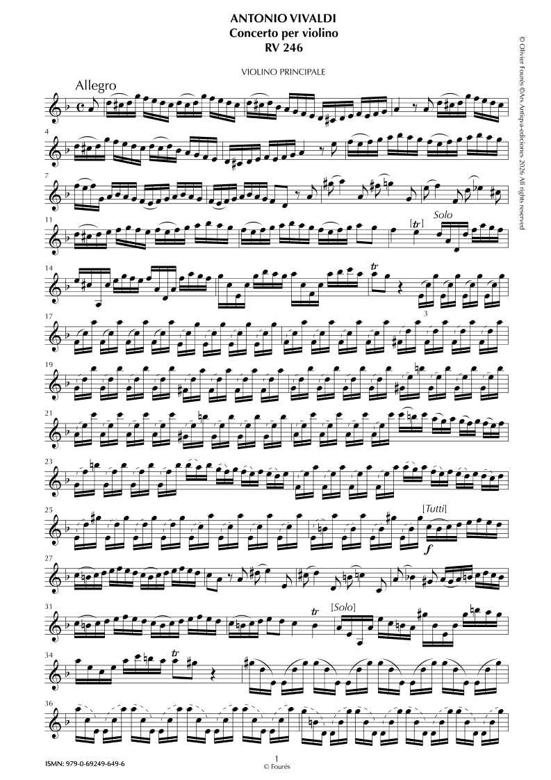 RV 246 Concerto per Violino in re minore