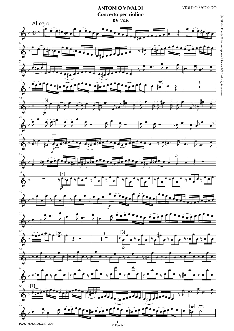 RV 246 Concerto per Violino in re minore