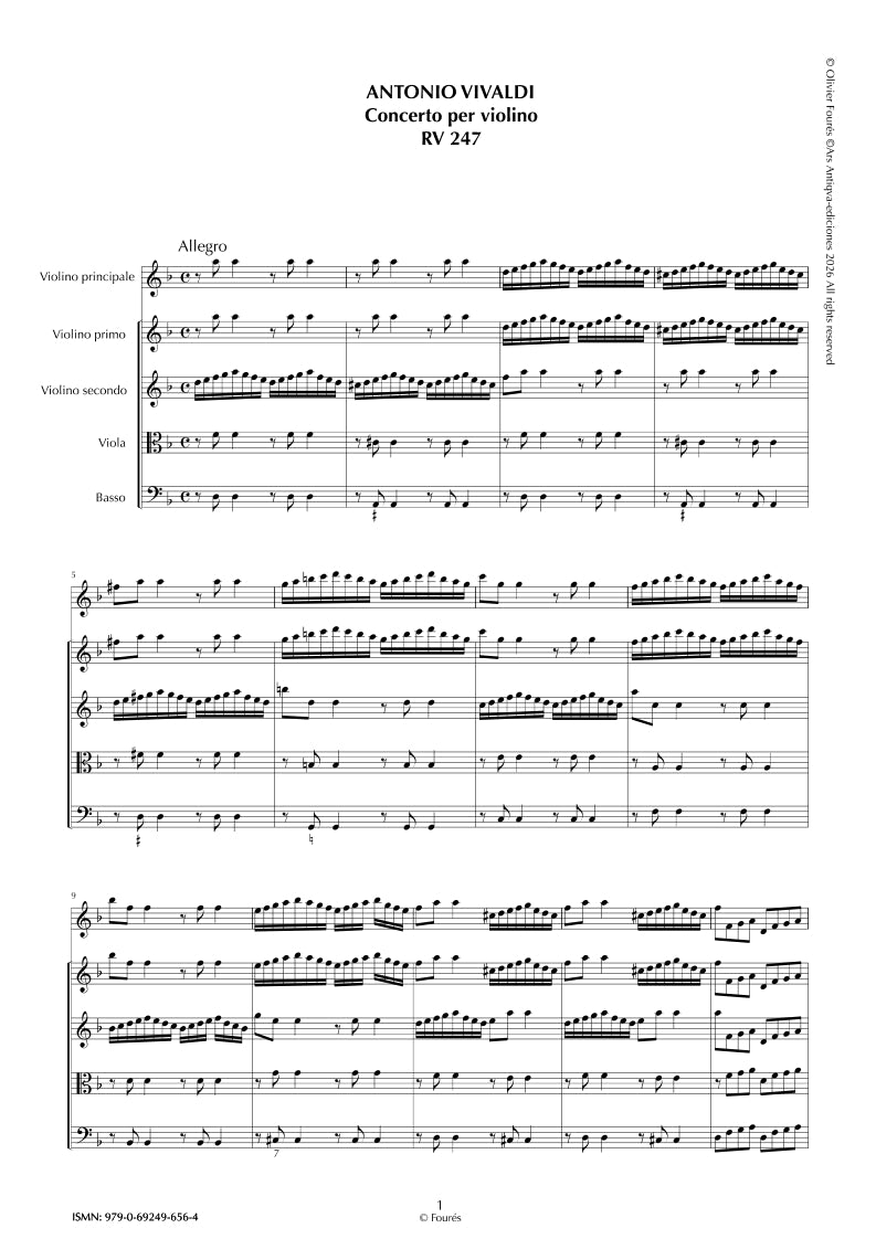 RV 247 Concerto per Violino in re minore