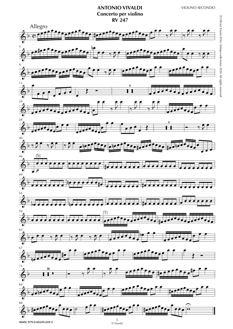 RV 247 Concerto per Violino in re minore