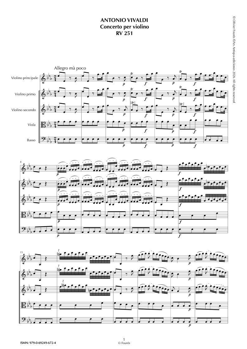 RV 251 Concerto per Violino in Mib maggiore