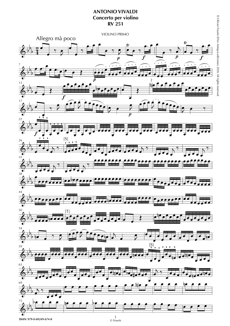 RV 251 Concerto per Violino in Mib maggiore