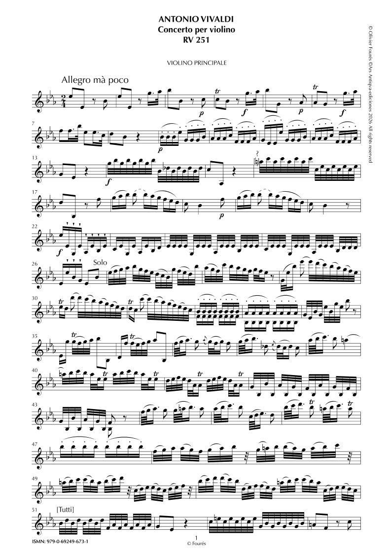 RV 251 Concerto per Violino in Mib maggiore