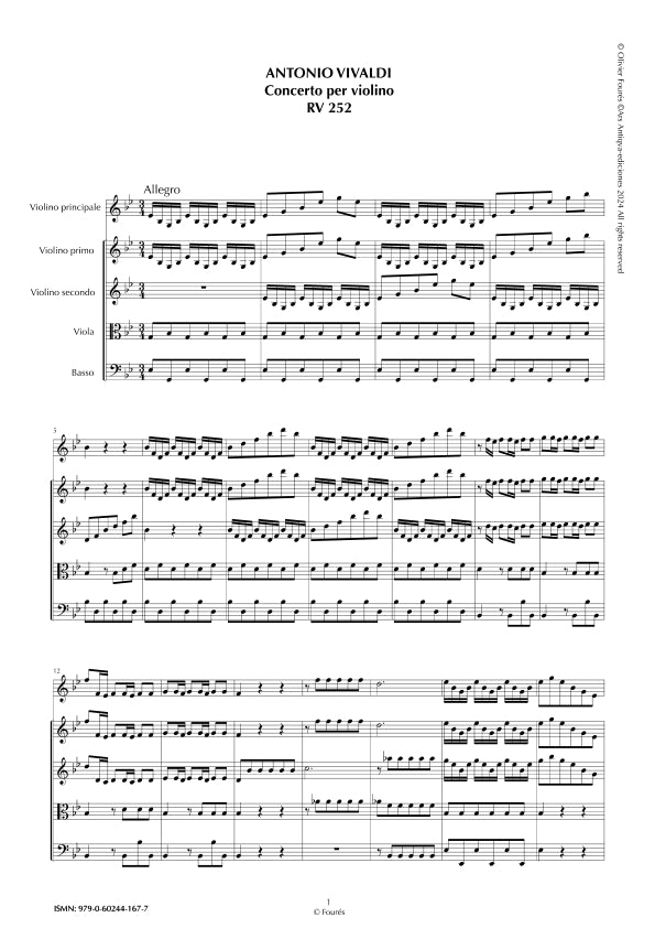 RV 252 Concerto per Violino in Mib maggiore