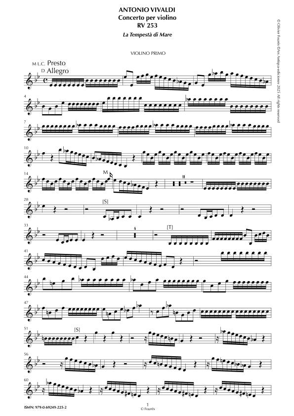 RV 253 Concerto per Violino in Mib maggiore -LA TEMPESTA DI MARE- "Il Cimento dell´Armonia e dell´Invenzione" opera ottava N.V