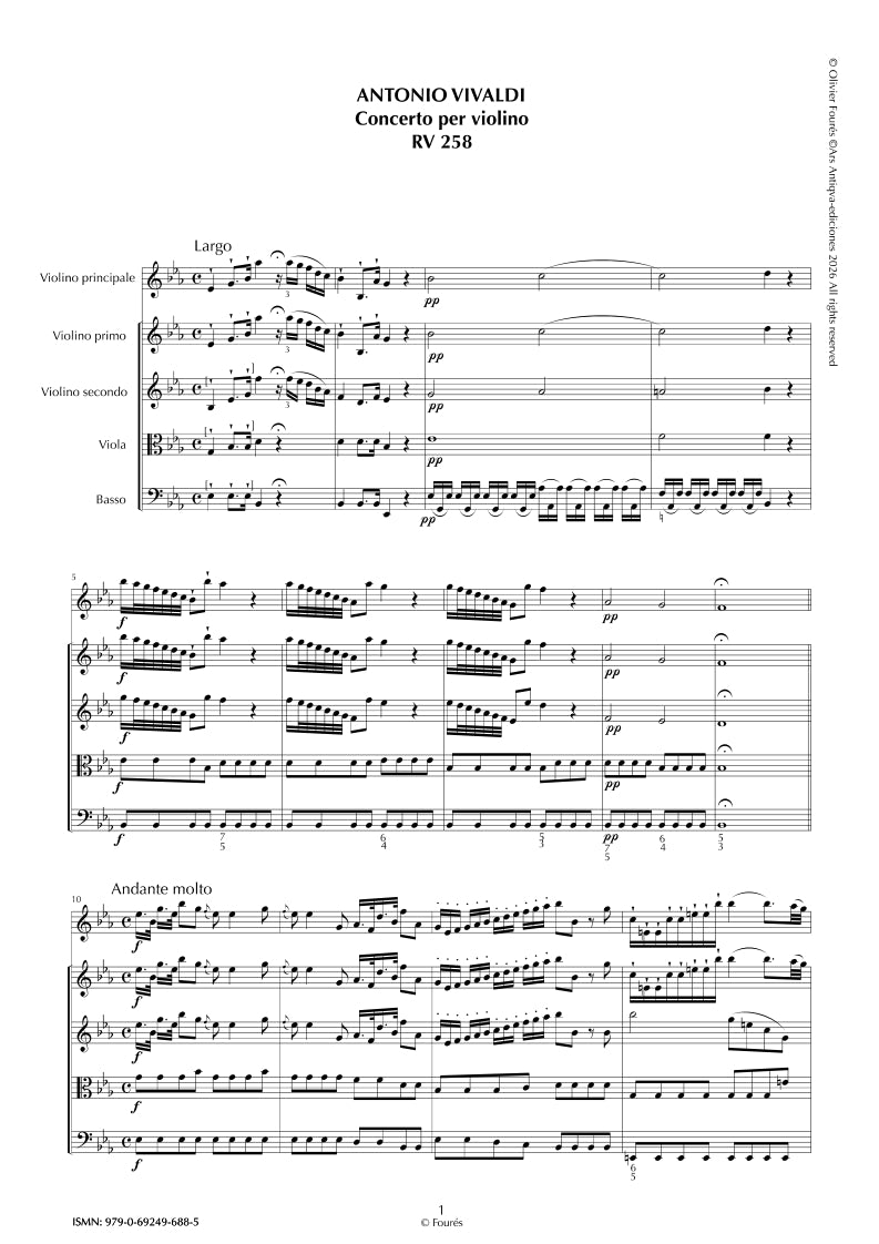 RV 258 Concerto per Violino in Mib maggiore