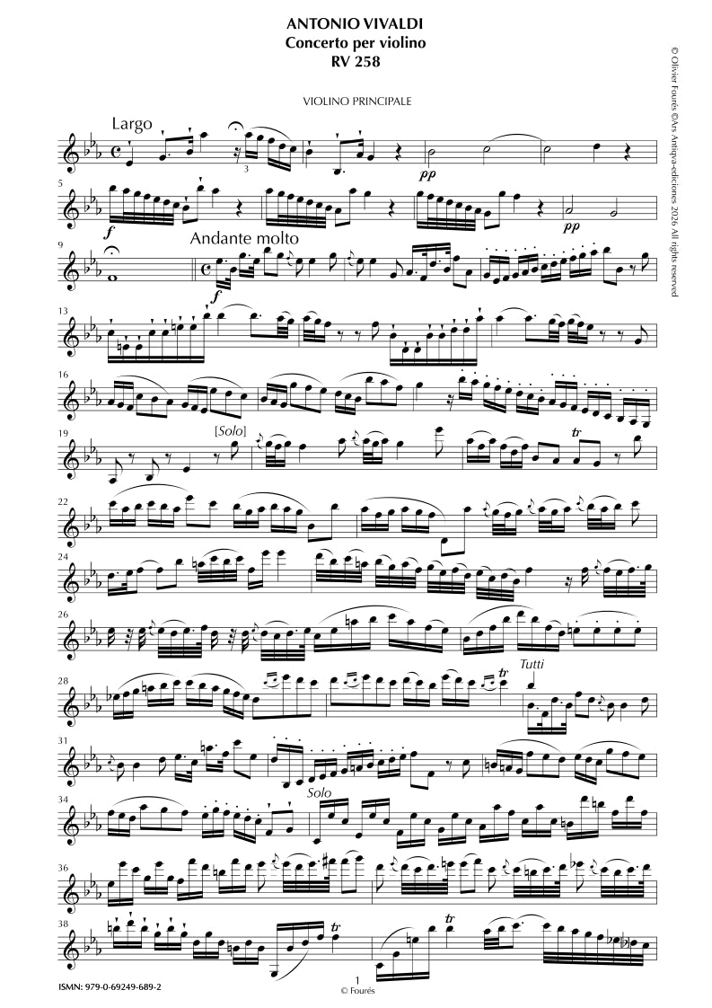 RV 258 Concerto per Violino in Mib maggiore