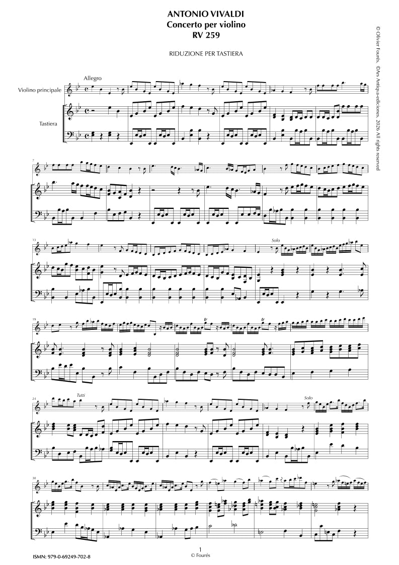 RV 259 Concerto per Violino in Mib maggiore opera sesta n.II