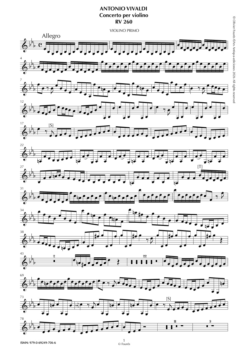 RV 260 Concerto per Violino in Mib maggiore per Anna Maria