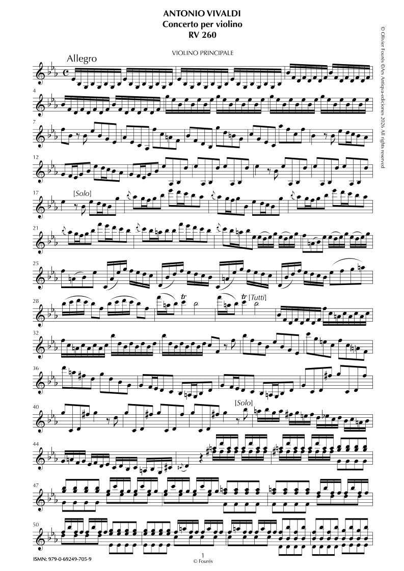 RV 260 Concerto per Violino in Mib maggiore per Anna Maria