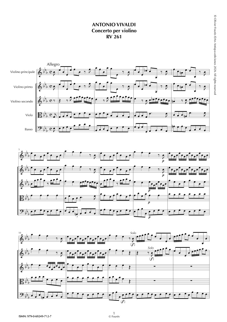 RV 261 Concerto per Violino in Mib maggiore per Anna Maria