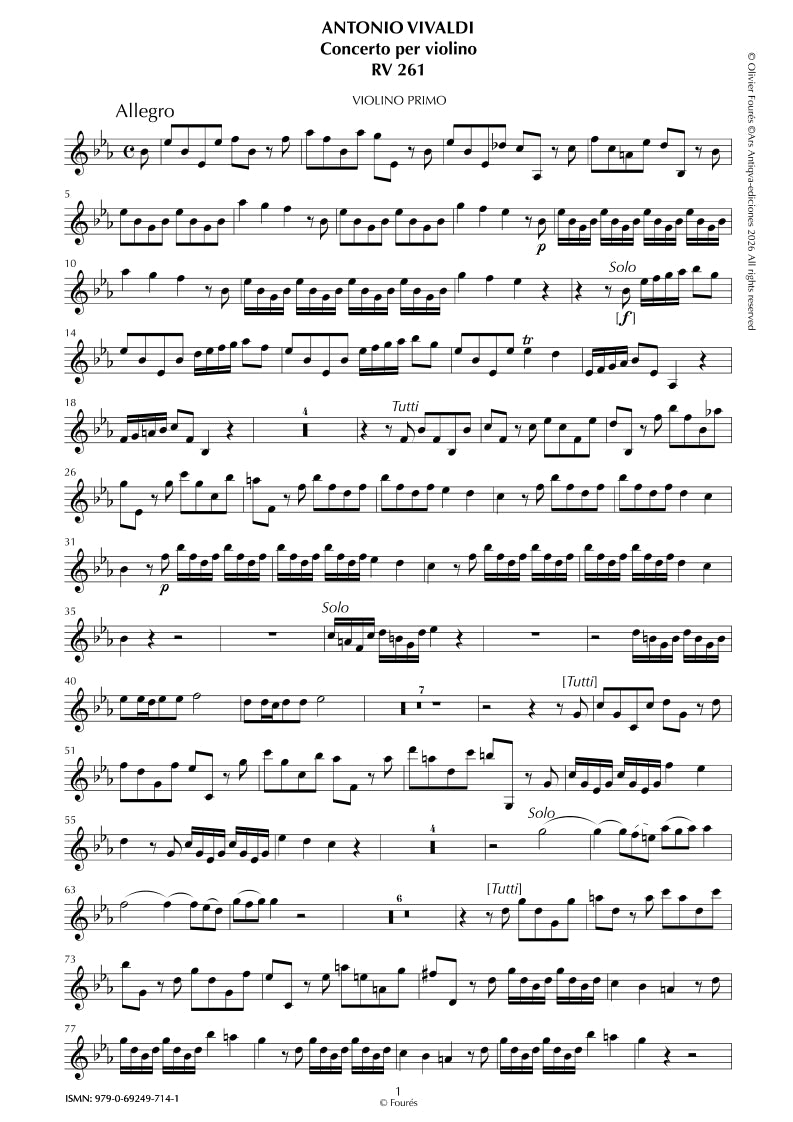 RV 261 Concerto per Violino in Mib maggiore per Anna Maria