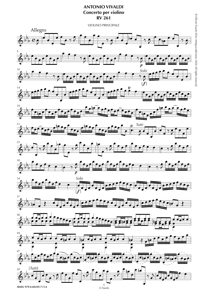 RV 261 Concerto per Violino in Mib maggiore per Anna Maria