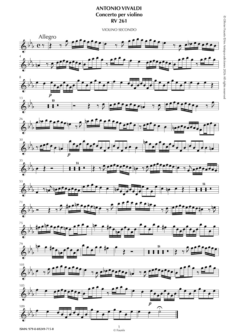 RV 261 Concerto per Violino in Mib maggiore per Anna Maria