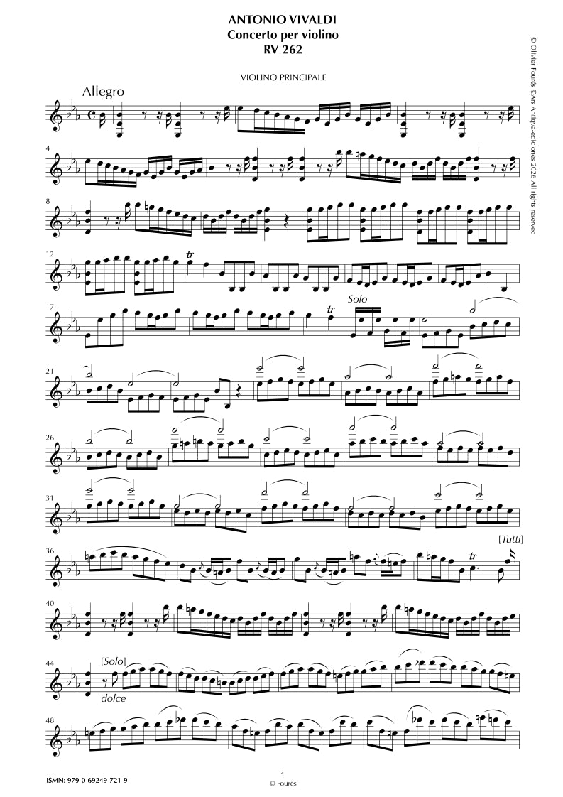 RV 262 Concerto per Violino in Mib maggiore