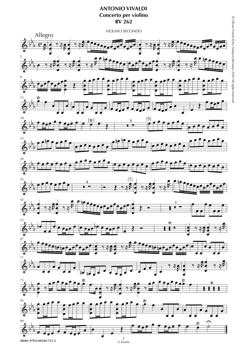 RV 262 Concerto per Violino in Mib maggiore