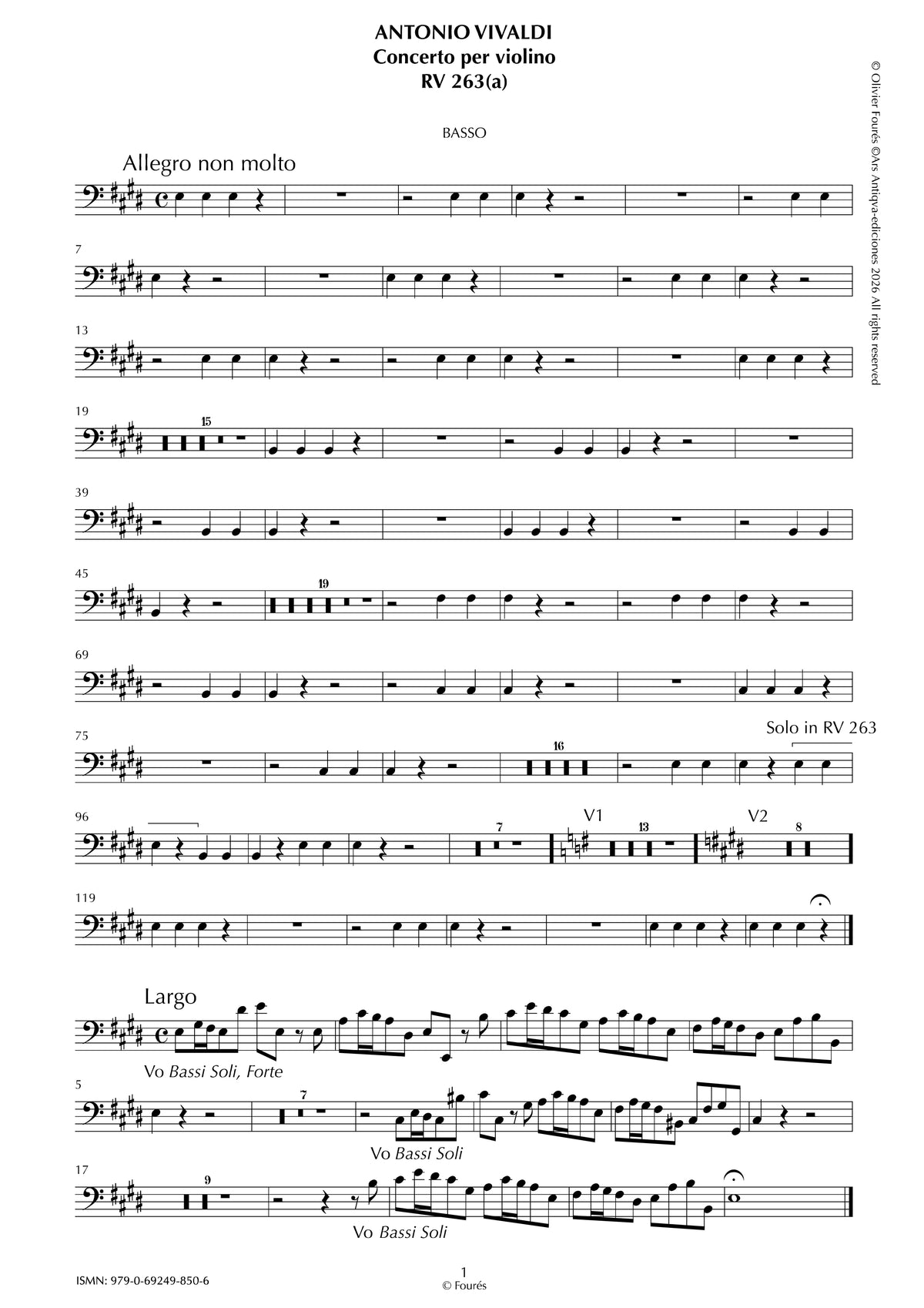 RV 263 Concerto per Violino in Mi maggiore -La Cetra- opera nona n.IV