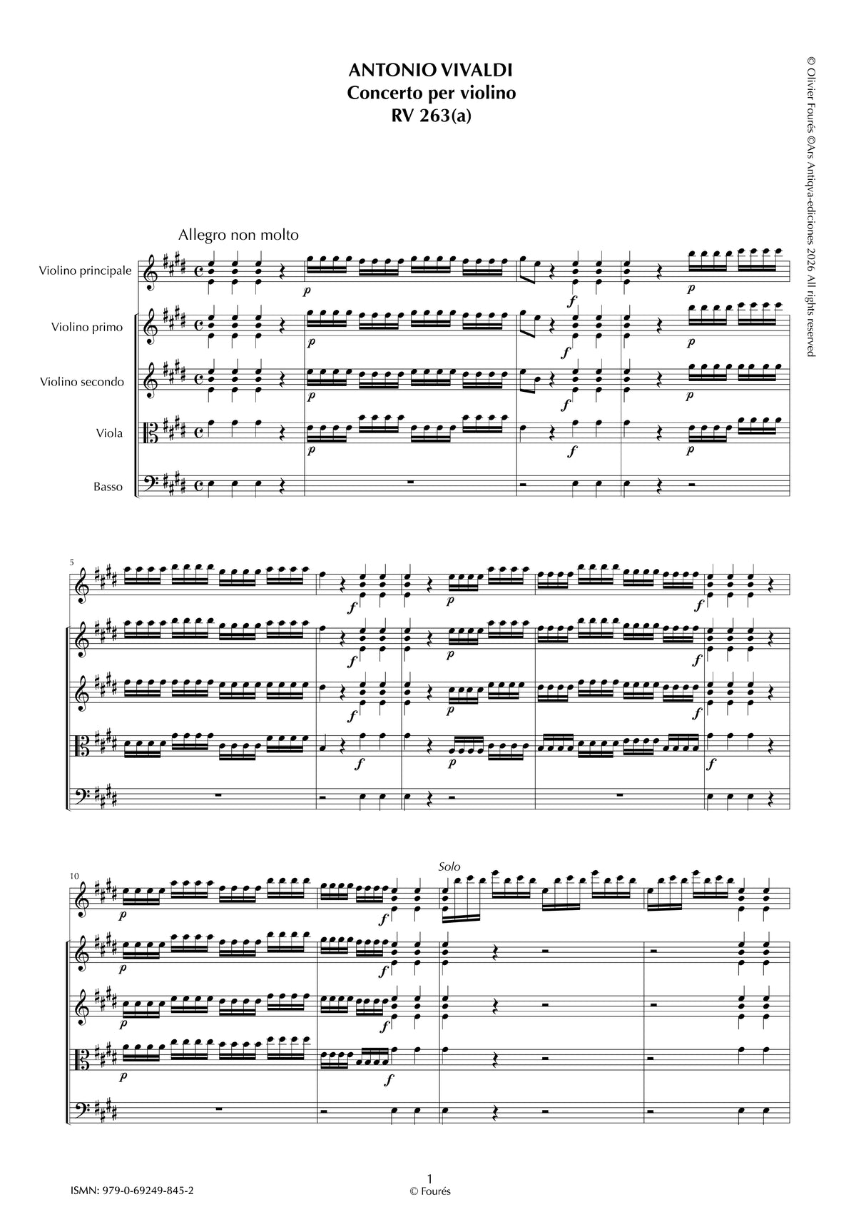 RV 263 Concerto per Violino in Mi maggiore -La Cetra- opera nona n.IV