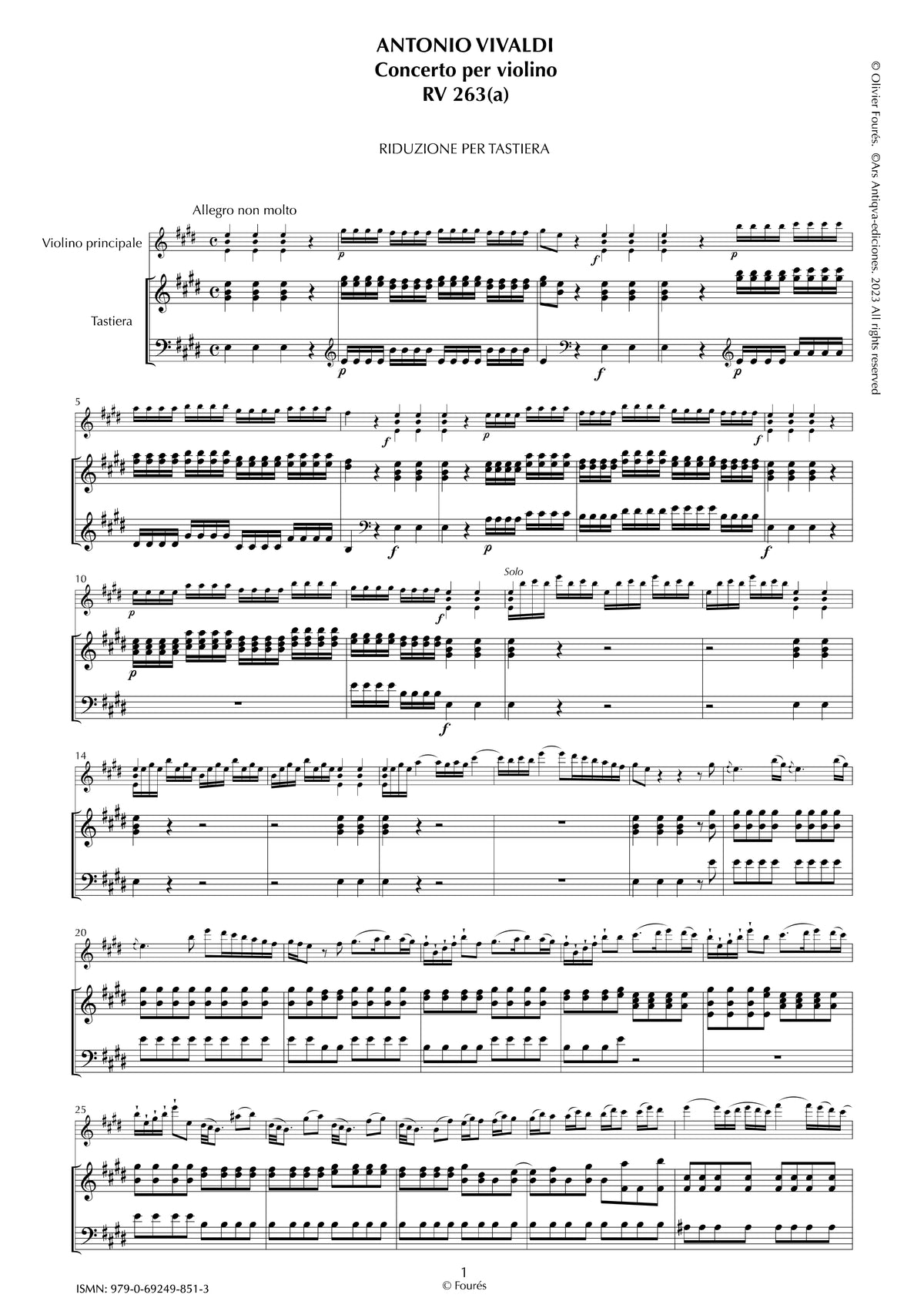 RV 263 Concerto per Violino in Mi maggiore -La Cetra- opera nona n.IV