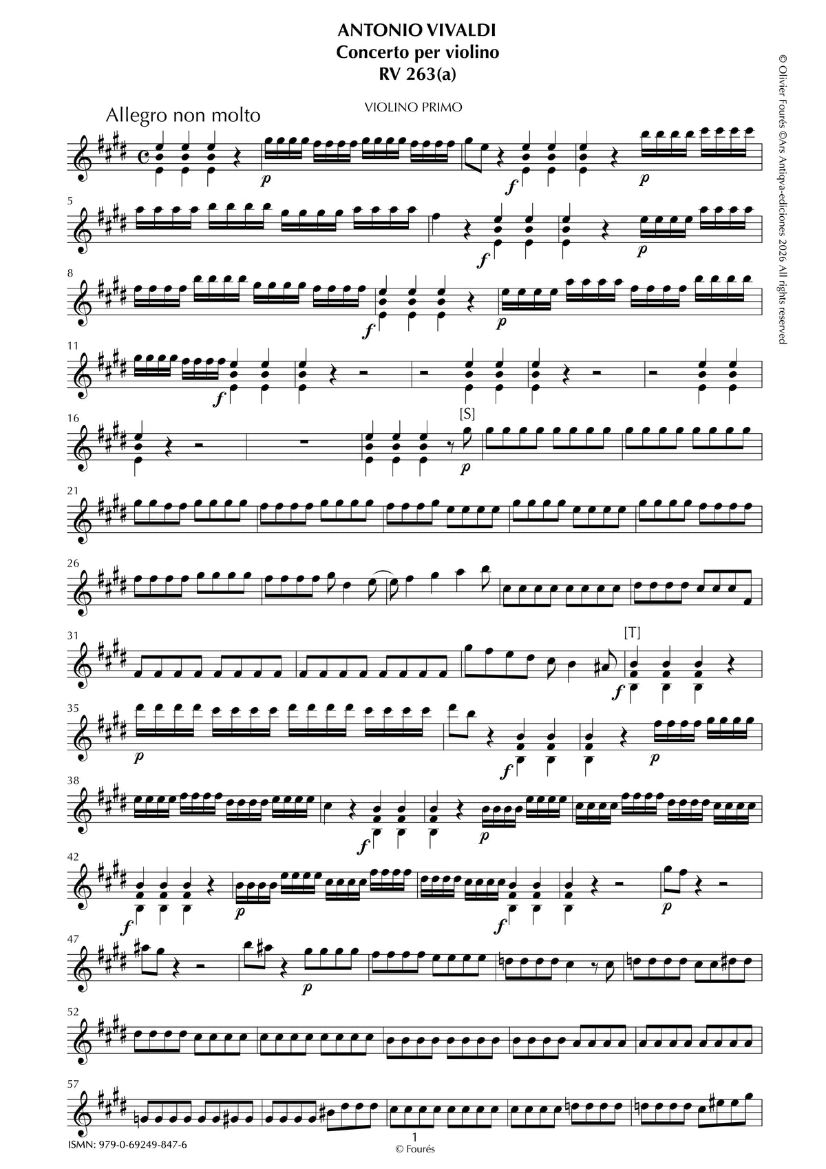 RV 263 Concerto per Violino in Mi maggiore -La Cetra- opera nona n.IV