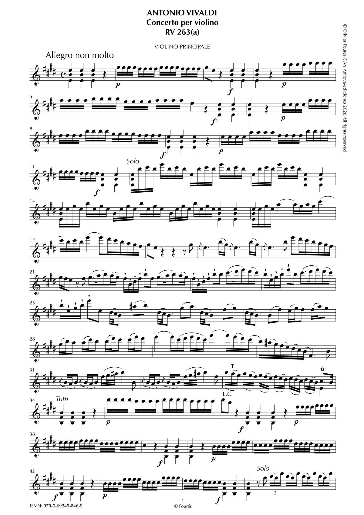RV 263 Concerto per Violino in Mi maggiore -La Cetra- opera nona n.IV