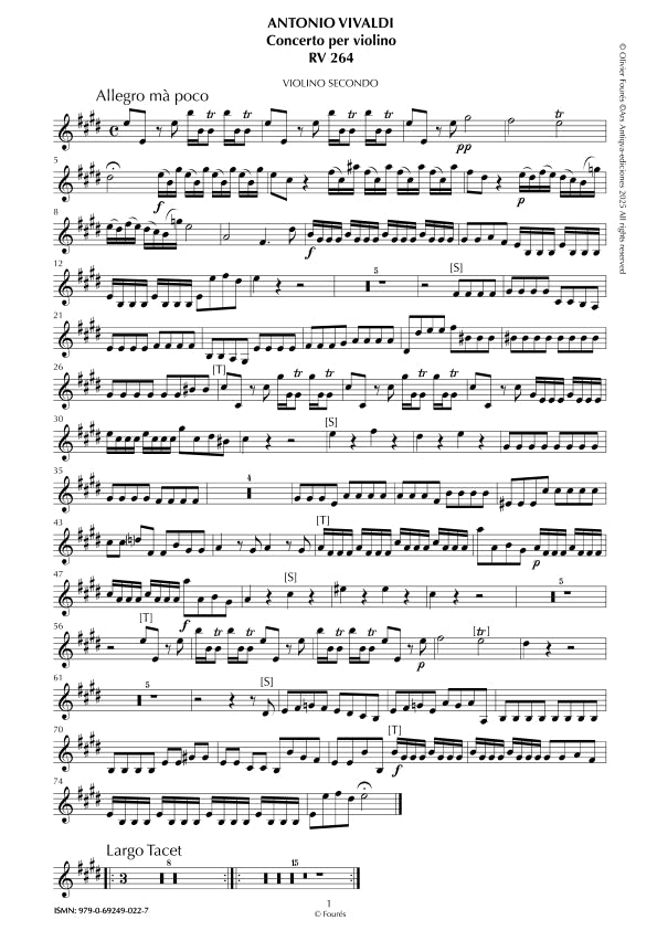 RV 264 Concerto per Violino in Mi maggiore