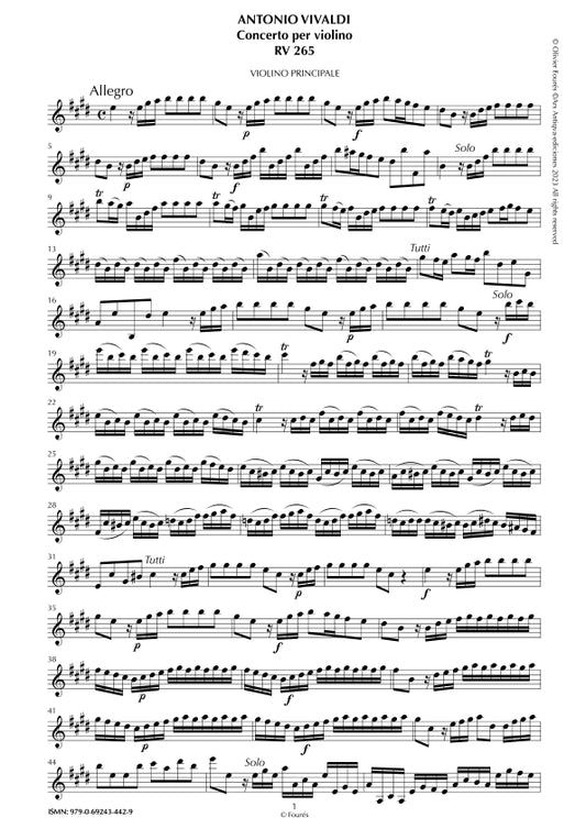 RV 265 Concerto per Violino in Mi maggiore. "L´Estro armonico" Opera terza n.XII