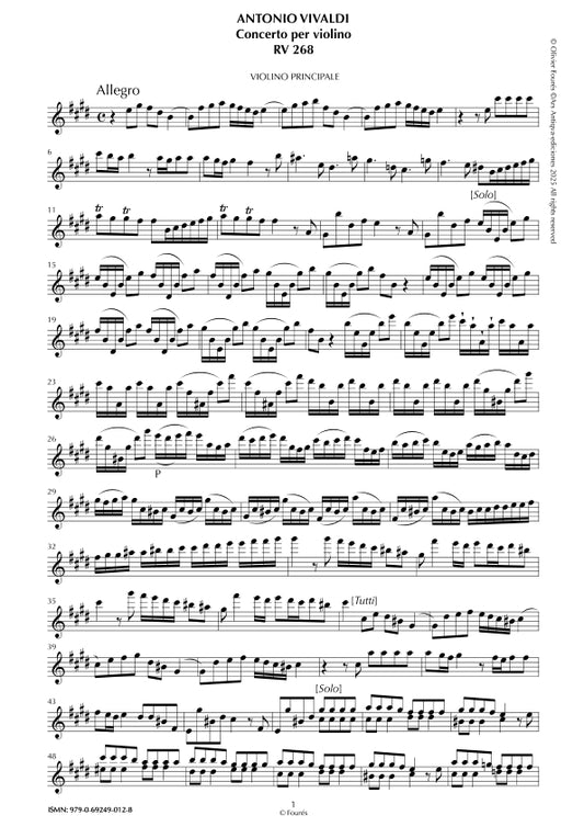 RV 268 Concerto per Violino in Mi maggiore