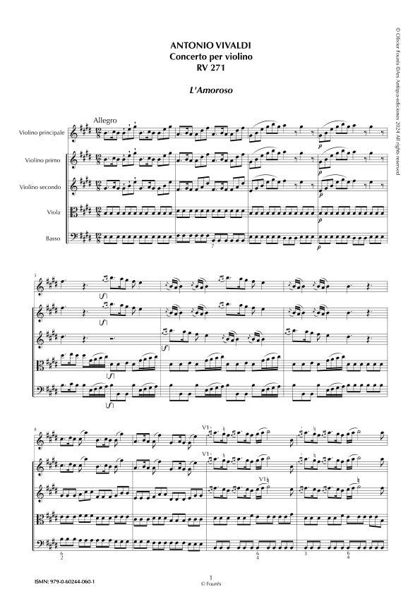 RV 271 Concerto per Violino in Mi maggiore -L´AMOROSO-