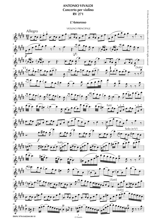 RV 271 Concerto per Violino in Mi maggiore -L´AMOROSO-