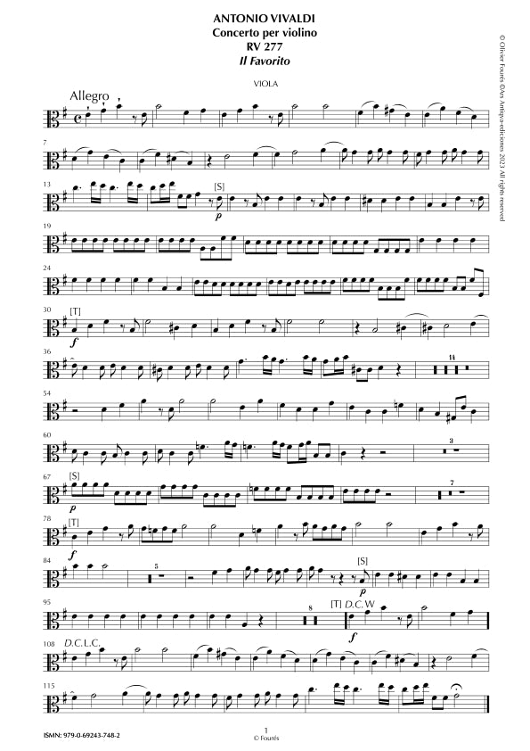 RV 277 Concerto per Violino in mi minore - IL FAVORITO- opera undicesima n.II