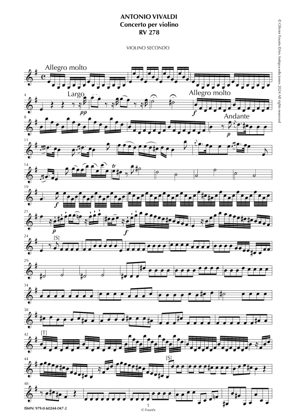 RV 278 Concerto per Violino in mi minore
