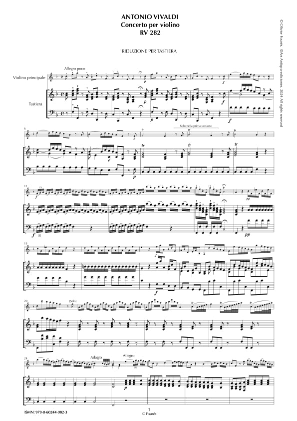 RV 282 Concerto per Violino in Fa maggiore