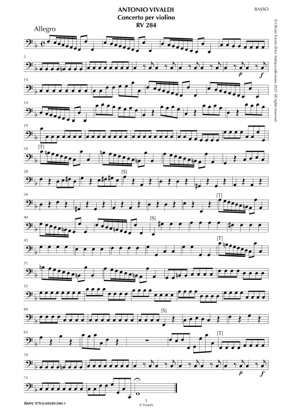 RV 284 Concerto per Violino in Fa maggiore "La Stravaganza" opera quarta N.IX