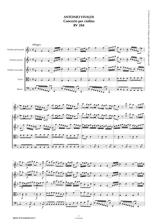 RV 284 Concerto per Violino in Fa maggiore "La Stravaganza" opera quarta N.IX