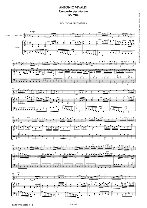 RV 284 Concerto per Violino in Fa maggiore "La Stravaganza" opera quarta N.IX
