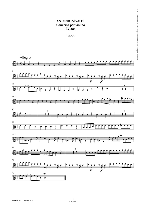 RV 284 Concerto per Violino in Fa maggiore "La Stravaganza" opera quarta N.IX