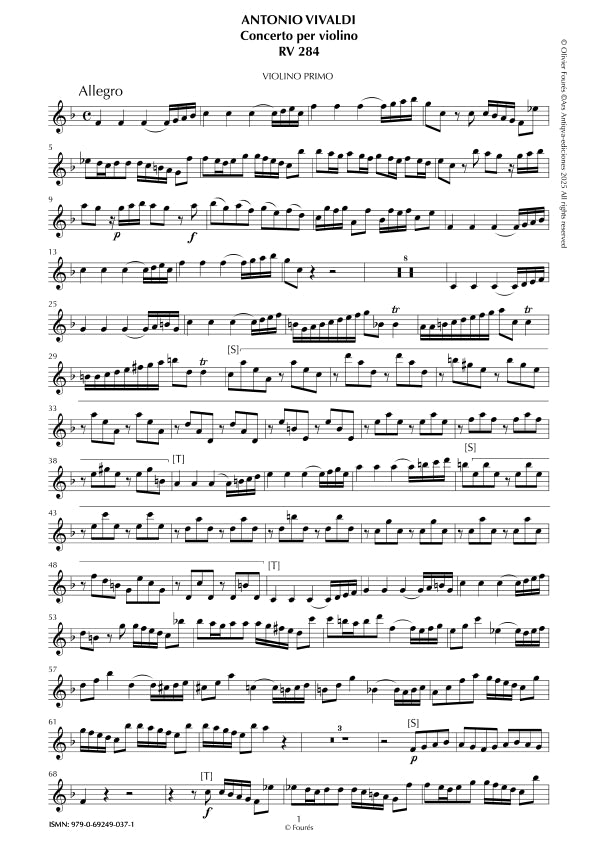 RV 284 Concerto per Violino in Fa maggiore "La Stravaganza" opera quarta N.IX