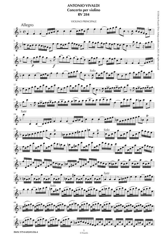 RV 284 Concerto per Violino in Fa maggiore "La Stravaganza" opera quarta N.IX