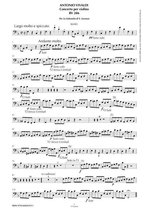 RV 286 Concerto per Violino in Fa maggiore -per la Solennità di San Lorenzo- per Anna Maria