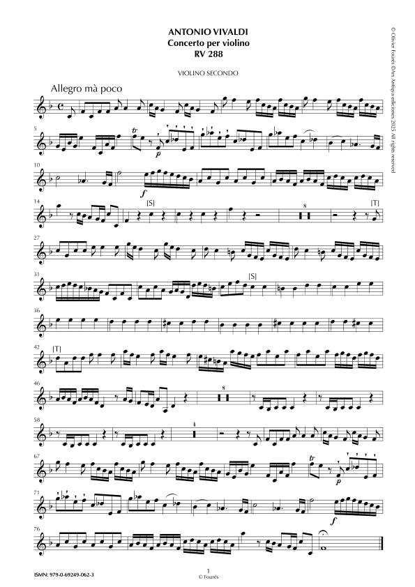 RV 288 Concerto per Violino in Fa maggiore