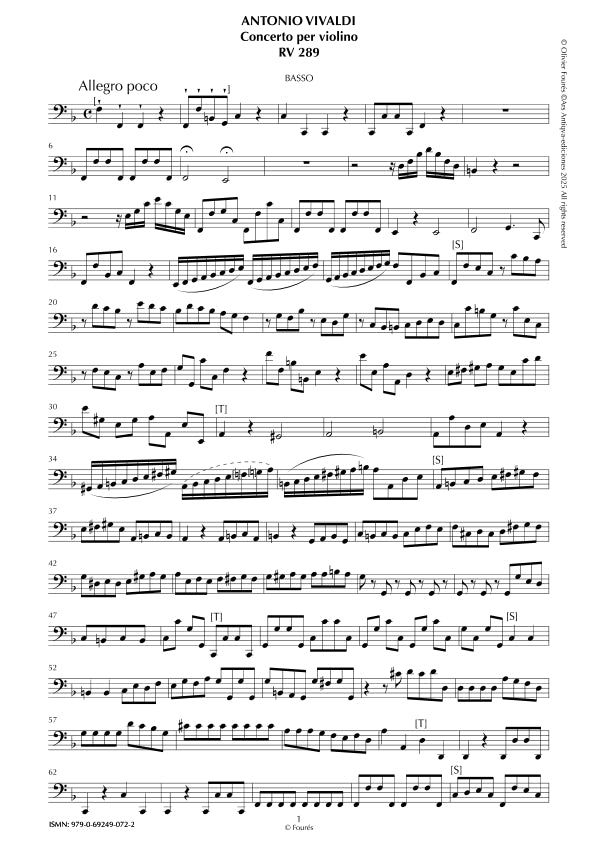 RV 289 Concerto per Violino in Fa maggiore