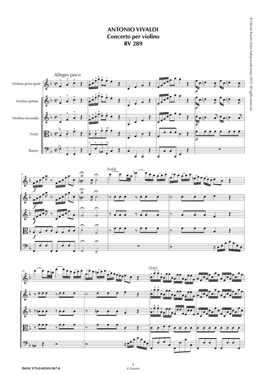 RV 289 Concerto per Violino in Fa maggiore